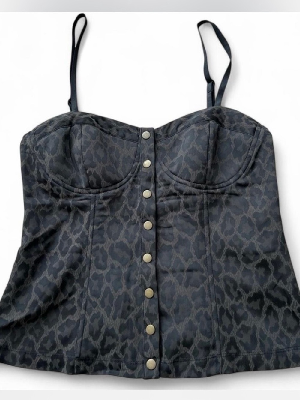Women’s Black Leopard Print Bustier Top